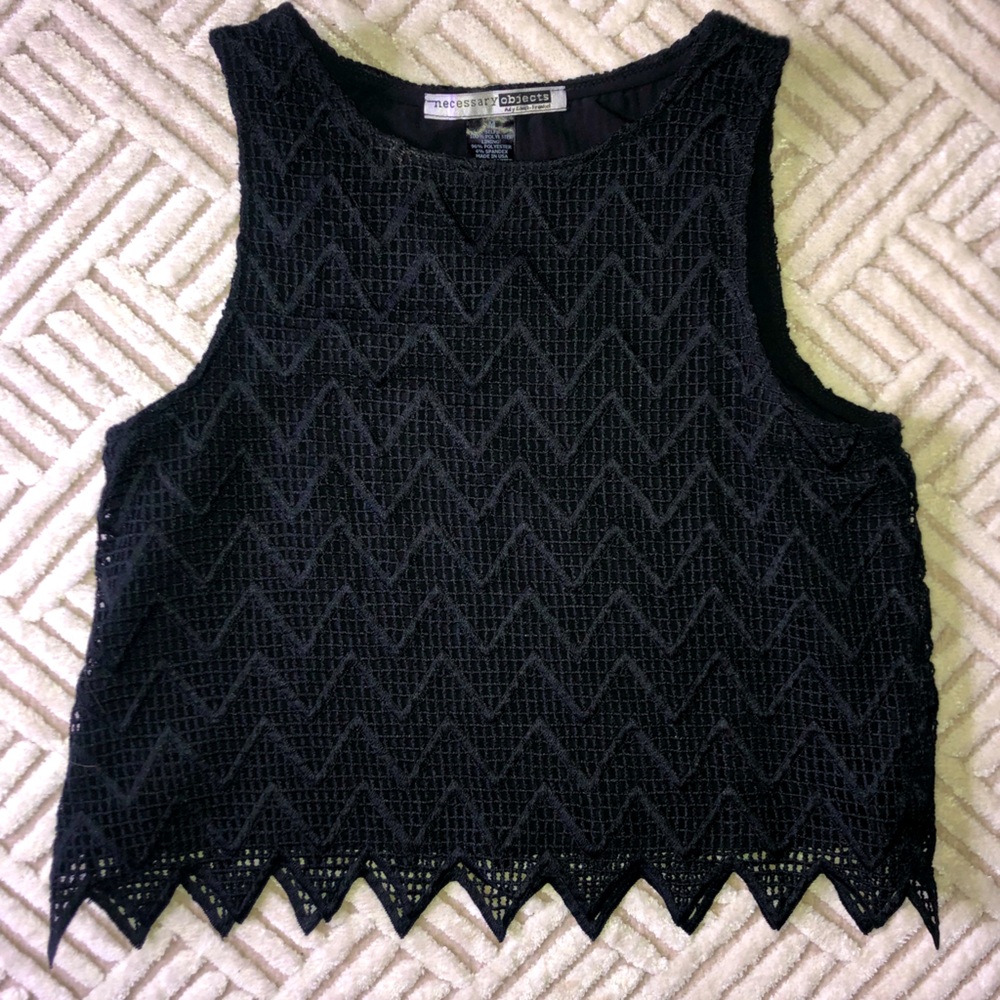 Necessary Black Woven Top | uniquely patterned and lined. Like New Size Medium